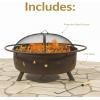 Sunnydaze Cosmic 42-Inch Large Outdoor Fire Pit – Wood-Burning Fire Pit with Round Spark Screen, Poker, and Built-in Grate