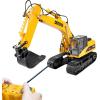 Sunnydaze Dig and Drive Remote Control Excavator Toy – 1:20 Scale Light-Up RC Construction Vehicle with Controller – Ages 8 and Up
