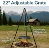 Sunnydaze Outdoor Fire Pit Tripod Cooking Grill System – Tripod Grill for Campfire – 22-Inch Grate