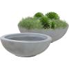 Sunnydaze Percival 20.75″ Shallow Outdoor Planter Bowl for Flowers and Succulents – Polyresin Double-Walled Design – Sable(Gray)