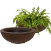 Sunnydaze Percival 20.75″ Shallow Outdoor Planter Bowl for Flowers and Succulents – Polyresin Double-Walled Design – Sable(Rust)