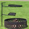 Sunnydaze Swiveling Dual-Grill Campfire Cooking Grate System – Includes 2 Height-Adjustable Grates and 1 Ground Stake