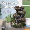 Sunnydaze Tabletop Water Fountain – Relaxing Indoor Desktop Water Feature – Rock Fountain with LED Lights – Office, Bedroom, Living Room