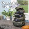 Sunnydaze Tabletop Water Fountain – Stacked Rocks 10.5 Inch Relaxing Desktop Water Fountain with LED Lights – Office, Bedroom, Living Room