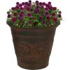 Sunnydaze 19.5-Inch Arabella Large Plant Pot – Polyresin Round Outdoor Planter with Drillable Drainage Holes – Beige(Rust)
