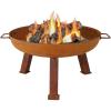Sunnydaze 34-Inch Cast Iron Heavy-Duty Fire Pit for Outside – Wood-Burning Outdoor Fire Pit Bowl with Handles – Steel Finish(Rust)