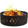 Sunnydaze 36-Inch Outdoor Fire Pit Ring with Poker – Round Heavy-Duty Steel Fire Ring for Camping or Backyard – Crossweave – 12″ H(Crossweave)