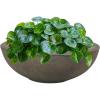 Sunnydaze Percival 20.75″ Shallow Outdoor Planter Bowl for Flowers and Succulents – Polyresin Double-Walled Design – Sable(Sable)