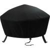 Sunnydaze Round Outdoor Fire Pit Cover – Heavy-Duty 300D Polyester and PVC with Drawstring Closure – Khaki – 36-Inch(Black)