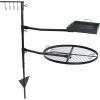 Sunnydaze Swiveling Dual-Grill Campfire Cooking Grate System – Includes 2 Height-Adjustable Grates and 1 Ground Stake