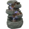 Sunnydaze Tabletop Water Fountain – Stacked Rocks 10.5 Inch Relaxing Desktop Water Fountain with LED Lights – Office, Bedroom, Living Room