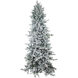 Sunnydaze 7ft Stately and Slim Artificial Christmas Tree – Unlit Green Christmas Tree with Hinged Branches – with Foldable Metal Stand(8ft)