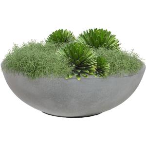Sunnydaze Percival 20.75″ Shallow Outdoor Planter Bowl for Flowers and Succulents – Polyresin Double-Walled Design – Sable(Gray)