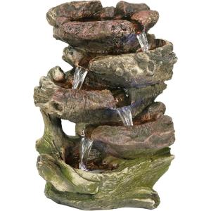 Sunnydaze Tabletop Water Fountain – Relaxing Indoor Desktop Water Feature – Rock Fountain with LED Lights – Office, Bedroom, Living Room
