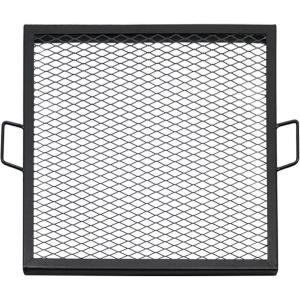 Sunnydaze X-Marks Fire Pit Cooking Grate – Outdoor Square Black Steel BBQ Campfire Grill with Handles – 24-Inch(24 in)