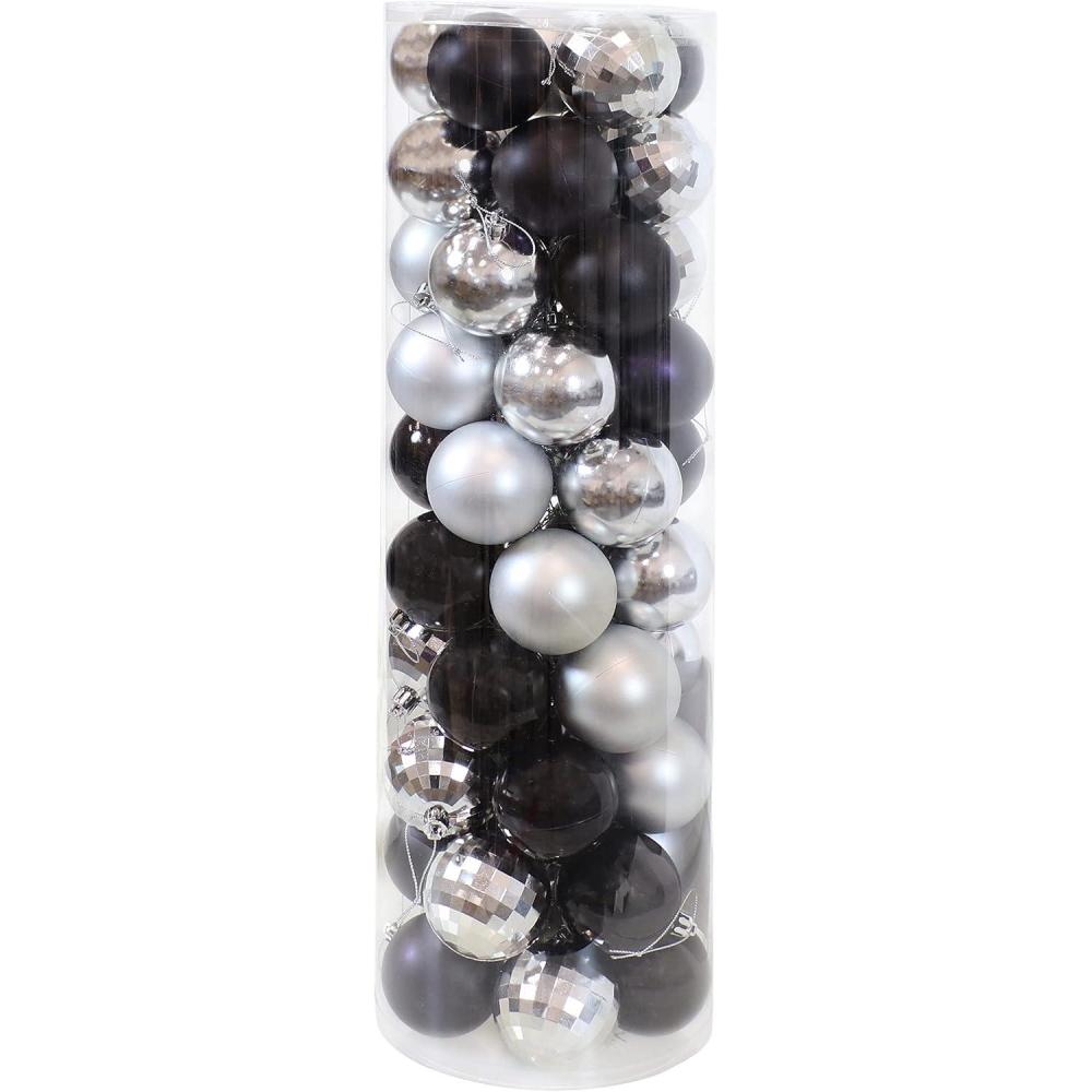 imageSunnydaze Holly Jolly 50ct Christmas Ornament Balls  5 Styles of Shatterproof Christmas Decorations for TreeModern Holiday