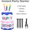 Sunnydaze 4-Foot Happy Birthday Cake Inflatable Decoration – Fan Blower and LED Lights