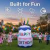 Sunnydaze 4-Foot Happy Birthday Cake Inflatable Decoration – Fan Blower and LED Lights