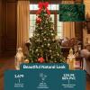 Sunnydaze 7-Foot Unlit Artificial Christmas Tree with Hinged Branches – Faux Tannenbaum Tree with Metal Stand – Indoor Holiday Decoration – Easy 2-Piece Assembly – Green(7ft)