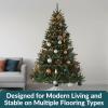 Sunnydaze 7-Foot Unlit Artificial Christmas Tree with Hinged Branches – Faux Tannenbaum Tree with Metal Stand – Indoor Holiday Decoration – Easy 2-Piece Assembly – Green(7ft)