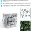 Sunnydaze Deck The Halls 59-Count Shatterproof Christmas Ball Ornament Kit with Hooks – Tree Decorations Set for Holiday Decor and Gatherings – Silver(Silver)