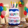 Sunnydaze 4-Foot Happy Birthday Cake Inflatable Decoration – Fan Blower and LED Lights