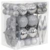 Sunnydaze Deck The Halls 59-Count Shatterproof Christmas Ball Ornament Kit with Hooks – Tree Decorations Set for Holiday Decor and Gatherings – Silver(Silver)