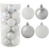Sunnydaze Merry Medley 24ct Christmas Ornament Balls – Shatterproof Christmas Decorations for Tree – Red/Green(White/Silver)