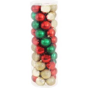 Sunnydaze Holly Jolly 50ct Christmas Ornament Balls – 5 Styles of Shatterproof Christmas Decorations for Tree(Holly Jolly)