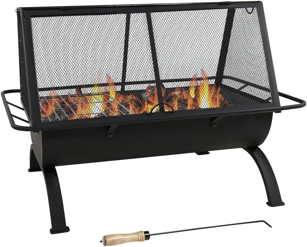 image:imageSunnydaze 36Inch Northland Steel Outdoor Fire Pit with Grill Outdoor Fireplace with Cooking Grate Spark Screen Cover and Poker