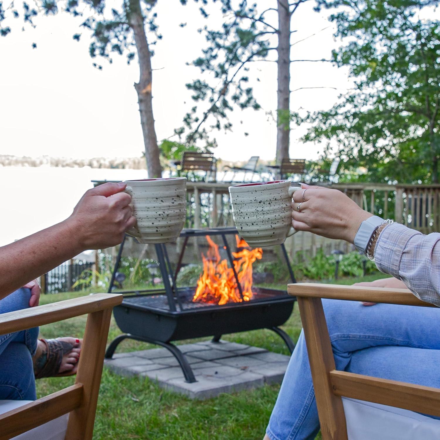 image:imageSunnydaze 36Inch Northland Steel Outdoor Fire Pit with Grill Outdoor Fireplace with Cooking Grate Spark Screen Cover and Poker