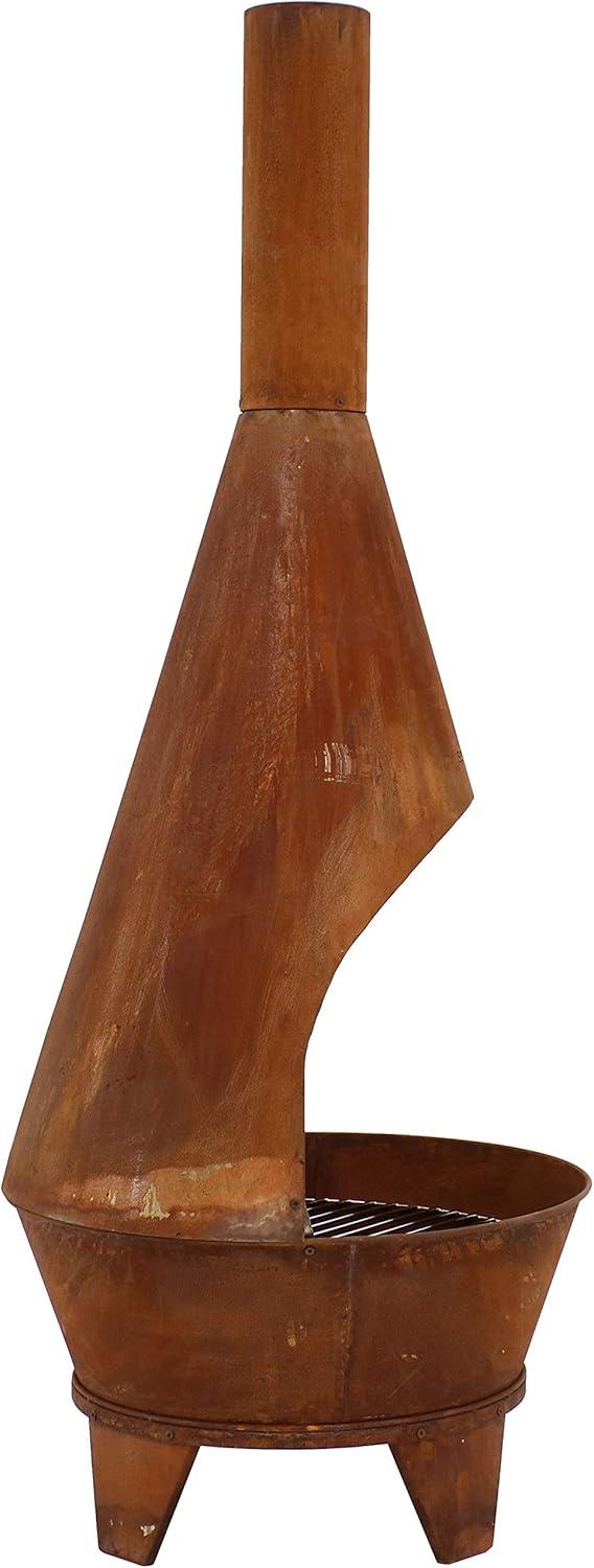 image:imageSunnydaze 6Foot Large Chiminea Outdoor Fireplace Outdoor WoodBurning Fireplace Chimney Fire Pit with Grill Grate Rustic