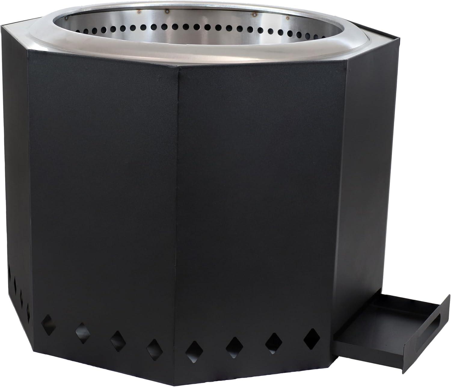 image:imageSunnydaze WoodBurning Smokeless Fire Pit with Log Poker Stainless Steel Smokeless Fire Pit for The Backyard Black 215Inch