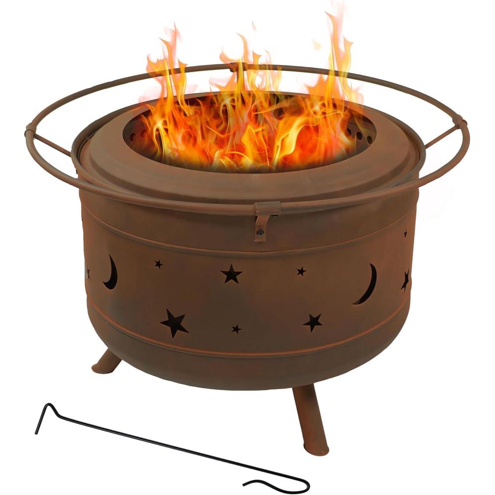 image:imageSunnydaze 30Inch Cosmic Smokeless WoodBurning Fire Pit with Cover and Poker  Steel Outdoor Smokeless Fire Pit for The Backyard
