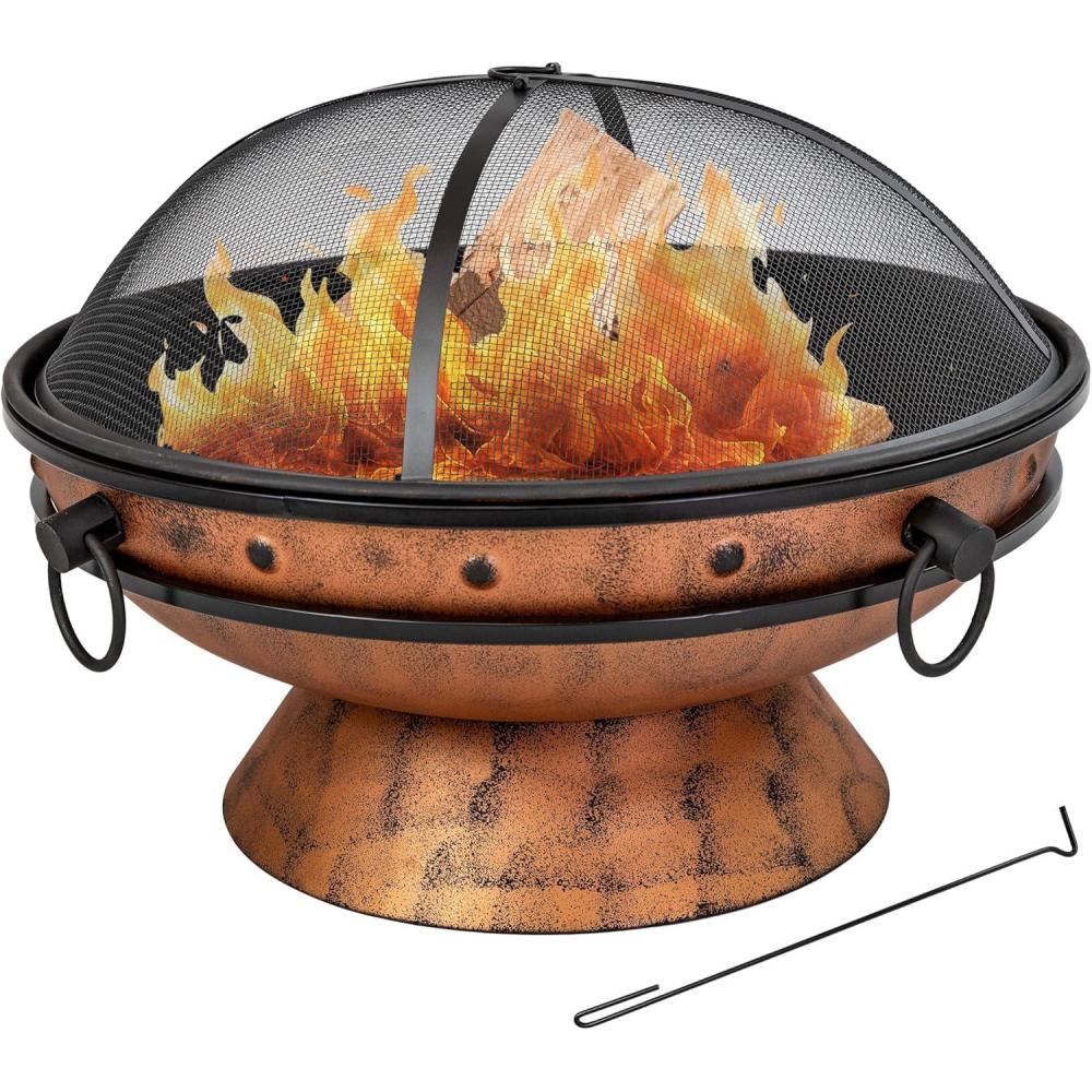 image:imageSunnydaze 30Inch Large Outdoor Fire Pit Wood Burning Fire Pit for Outside with Poker and Screen Copper Finish Royal CauldronRoyal Cauldron