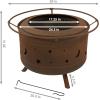 Sunnydaze 30-Inch Cosmic Smokeless Wood-Burning Fire Pit with Cover and Poker – Steel Outdoor Smokeless Fire Pit for The Backyard
