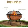 Sunnydaze 32-Inch Copper Fire Pit for Outside – Wood-Burning Fire Pit Bowl with Spark Screen, Wood Grate, and Poker