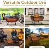 Sunnydaze 32-Inch Copper Fire Pit for Outside – Wood-Burning Fire Pit Bowl with Spark Screen, Wood Grate, and Poker