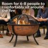Sunnydaze 32-Inch Copper Fire Pit for Outside – Wood-Burning Fire Pit Bowl with Spark Screen, Wood Grate, and Poker
