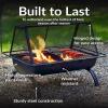 Sunnydaze 36-Inch Northland Steel Outdoor Fire Pit with Grill – Outdoor Fireplace with Cooking Grate, Spark Screen, Cover, and Poker