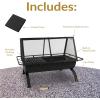 Sunnydaze 36-Inch Northland Steel Outdoor Fire Pit with Grill – Outdoor Fireplace with Cooking Grate, Spark Screen, Cover, and Poker