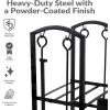 Sunnydaze 4-Piece Fireplace Log Rack & Tool Set – Tidy Firewood Holder for Fireplace or Patio Bonfire – Black