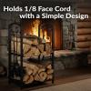 Sunnydaze 4-Piece Fireplace Log Rack & Tool Set – Tidy Firewood Holder for Fireplace or Patio Bonfire – Black