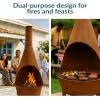 Sunnydaze 6-Foot Large Chiminea Outdoor Fireplace – Outdoor Wood-Burning Fireplace – Chimney Fire Pit with Grill Grate – Rustic
