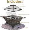 Sunnydaze Northern Galaxy 32-Inch Outdoor Fire Pit with Grill Grate, Spark Screen, and Poker – Heavy-Duty Wood-Burning Fire Pit for Outside