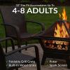 Sunnydaze Northern Galaxy 32-Inch Outdoor Fire Pit with Grill Grate, Spark Screen, and Poker – Heavy-Duty Wood-Burning Fire Pit for Outside