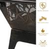 Sunnydaze Northern Galaxy 32-Inch Outdoor Fire Pit with Grill Grate, Spark Screen, and Poker – Heavy-Duty Wood-Burning Fire Pit for Outside