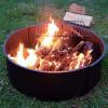 Sunnydaze Outdoor Fire Pit Ring – Heavy-Duty Round Steel Fire Ring with Cooking Grate and Poker – 36-Inch Outer/34-Inch Inner Diameter