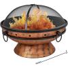 Sunnydaze 30-Inch Large Outdoor Fire Pit – Wood Burning Fire Pit for Outside with Poker and Screen – Copper Finish – Royal Cauldron(Royal Cauldron)