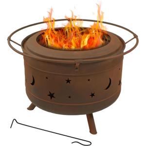 Sunnydaze 30-Inch Cosmic Smokeless Wood-Burning Fire Pit with Cover and Poker – Steel Outdoor Smokeless Fire Pit for The Backyard